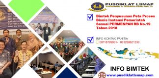 Info Bimtek Penyusunan Peta Proses Bisnis Instansi Pemerintah Sesuai PERMENPAN RB No.19 Tahun 2018