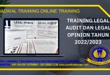INFO TRAINING LEGAL AUDIT DAN LEGAL OPINION TAHUN 2022/2023 INFO TRAINING LEGAL AUDIT DAN LEGAL OPINION TAHUN 2022/2023