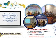 Info Training Pemahaman Persyaratan ISO 9001:2015 Sistem Manajemen Mutu (AWARENESS & REQUIREMENTS) Tahun 2022/2023 Info Training Pemahaman Persyaratan ISO 9001:2015 Sistem Manajemen Mutu (AWARENESS & REQUIREMENTS) Tahun 2022/2023
