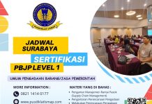 Jadwal Bimtek Sertifikasi PBJP Level 1 Surabaya Tahun 2023